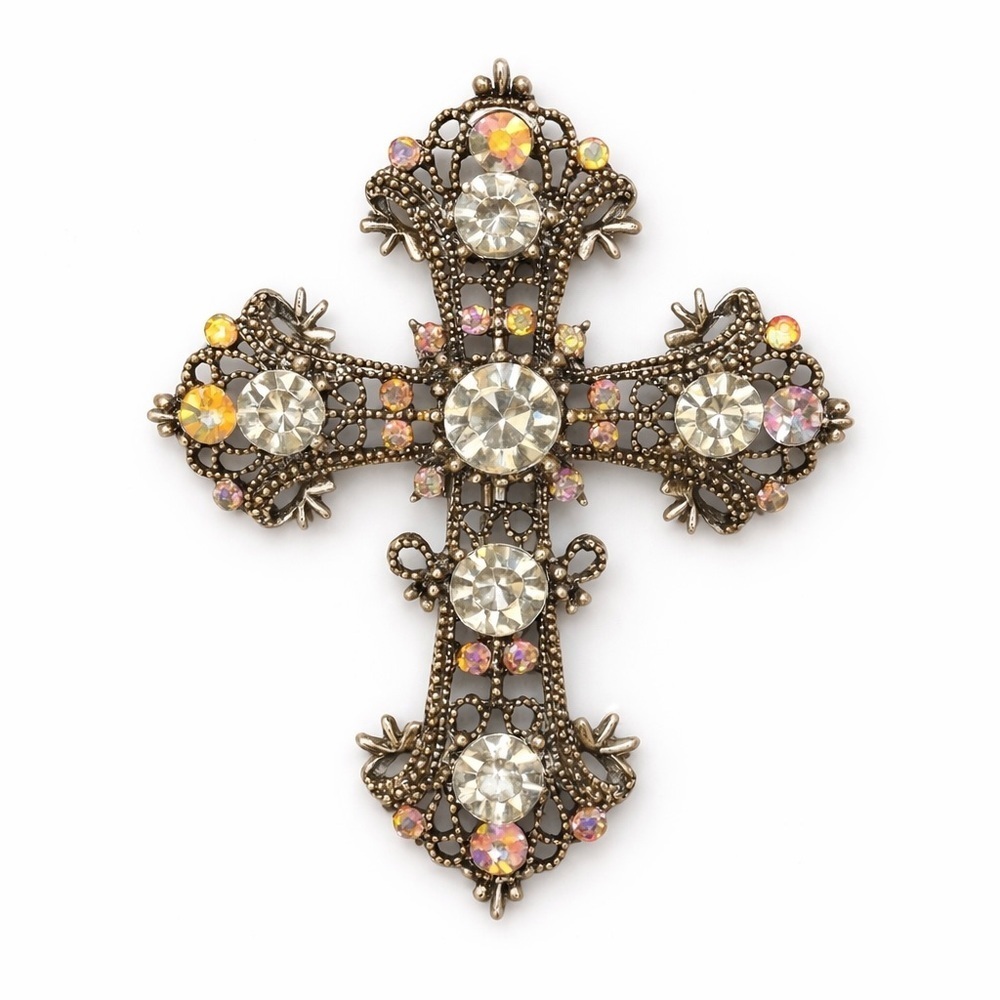 ⚜️ Vintage Style Brooch-Pendant Jeweled Cross ⚜️